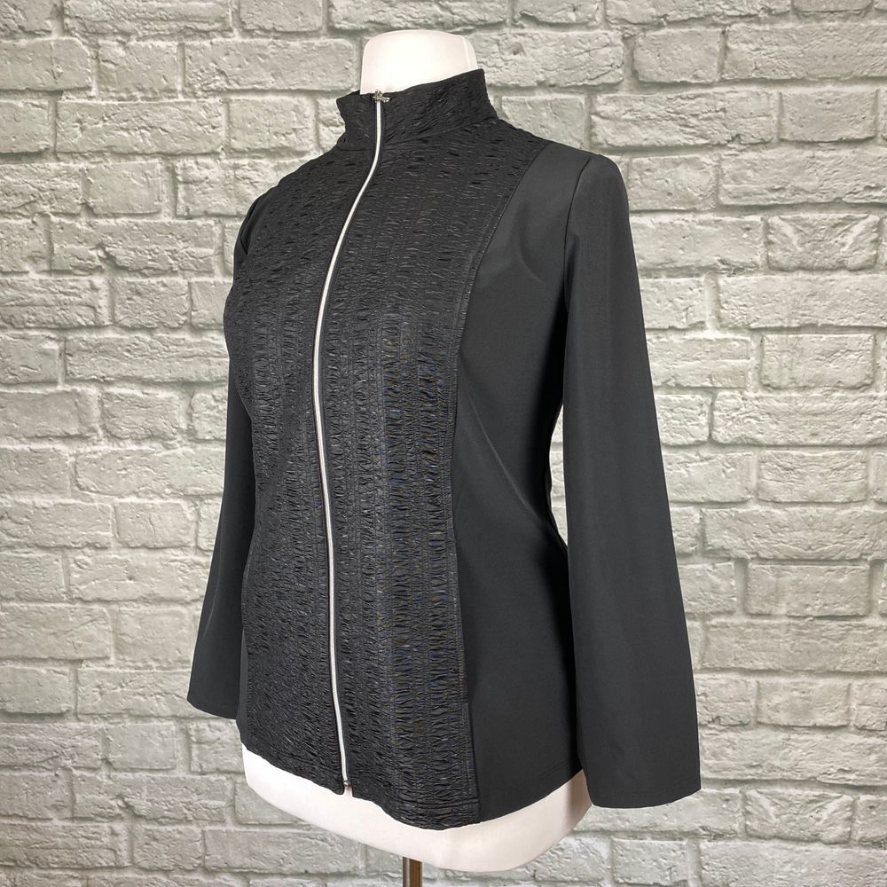 Chico's Black Crinkle Zipper Jacket - Picture 3 of 6
